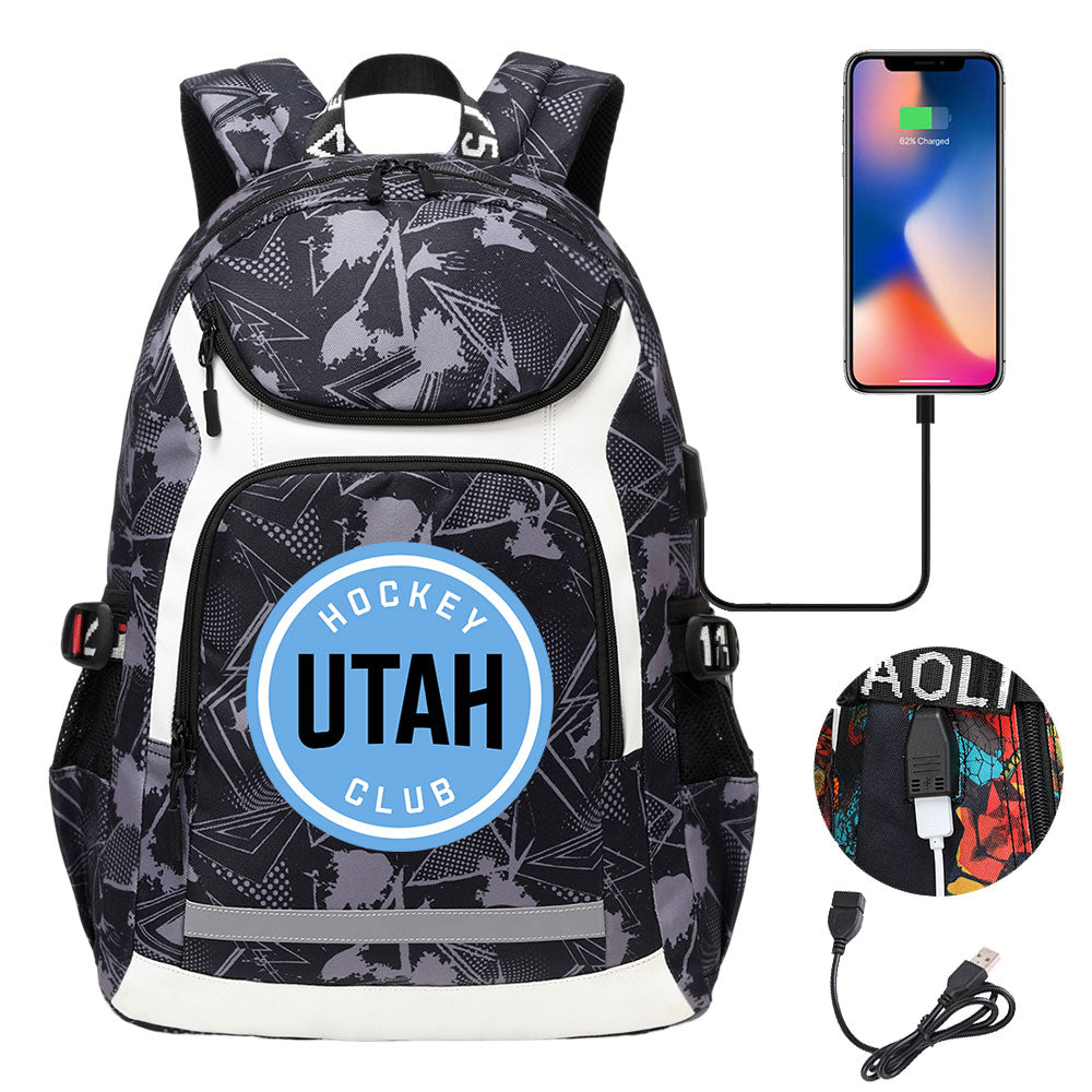 Utah Hockey Club Backpack School Notebook Travel Bags With USB