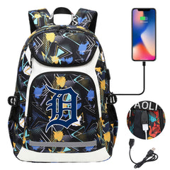 Detroit Tigers Backpack School Notebook Travel Bags With USB