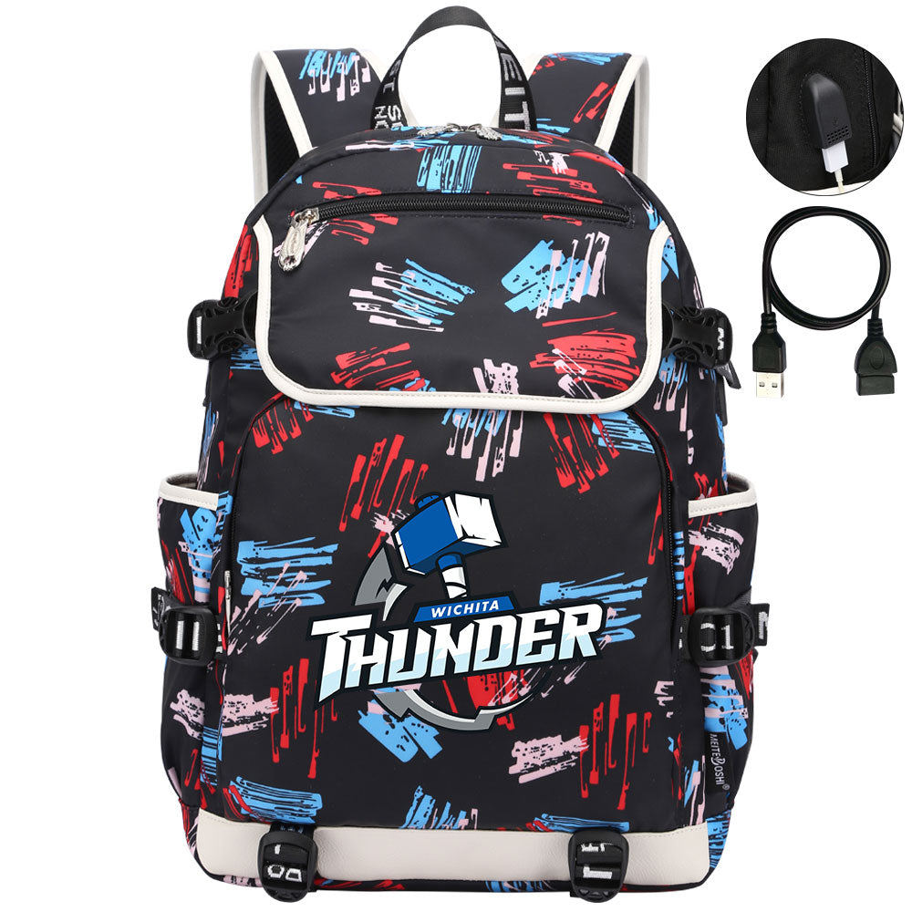 Wichita Thunder Hockey Backpack School Notebook Travel Bag