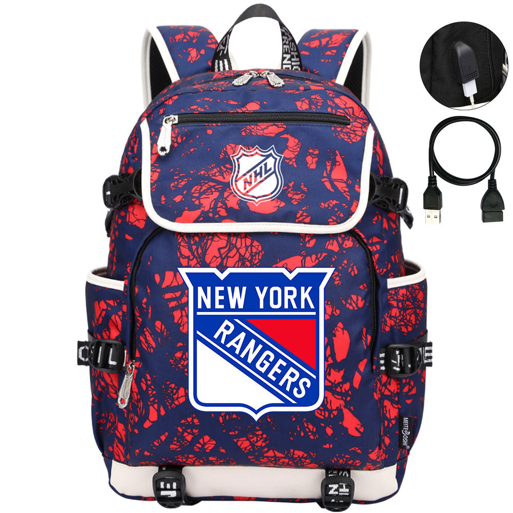 New York Rangers Hockey League Backpack School Notebook Travel Bag
