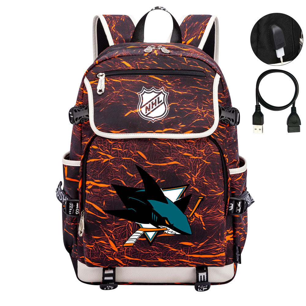 San Jose Sharks Hockey League Backpack School Notebook Travel Bag