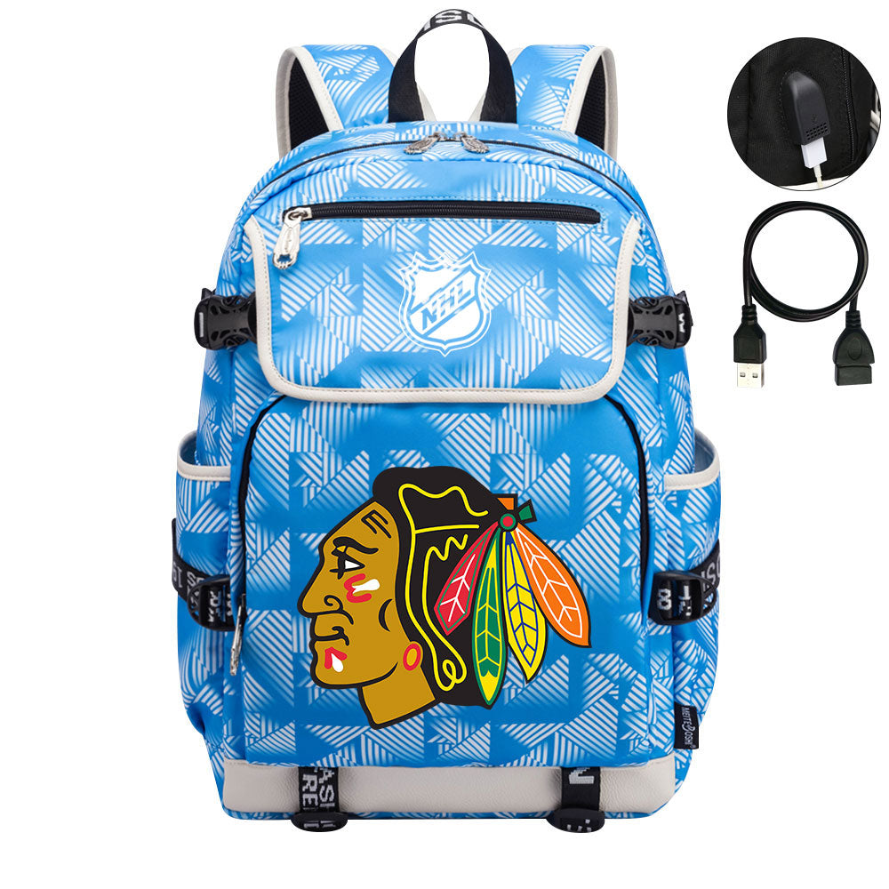 Chicago Blackhawks Hockey League Backpack School Notebook Travel Bag