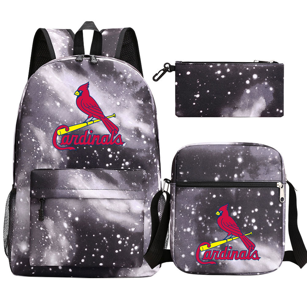 St Louis Cardinals Baseball School Backpack Shoulder Bag Pencil Bags 3pcs Set