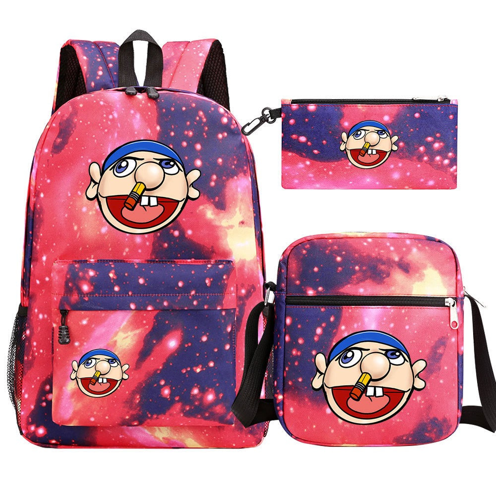 Jeffy School Backpack Shoulder Bag Pencil Bags 3pcs Set