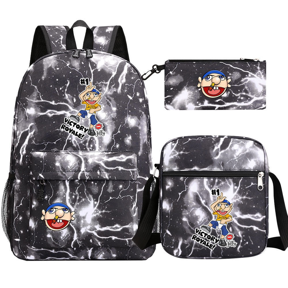 Jeffy School Backpack Shoulder Bag Pencil Bags 3pcs Set