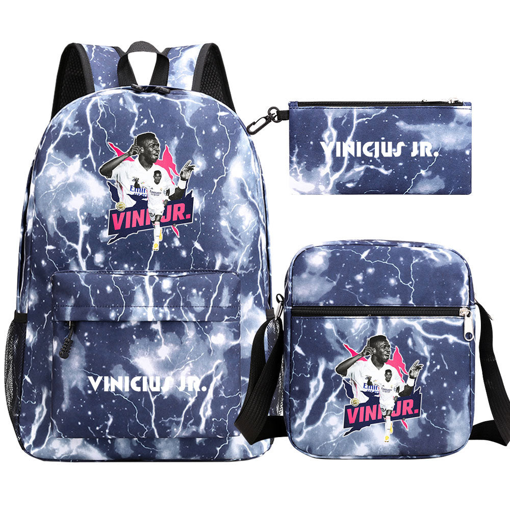 Vinicius Junior Football Player School Backpack Shoulder Bag Pencil Bags 3pcs Set