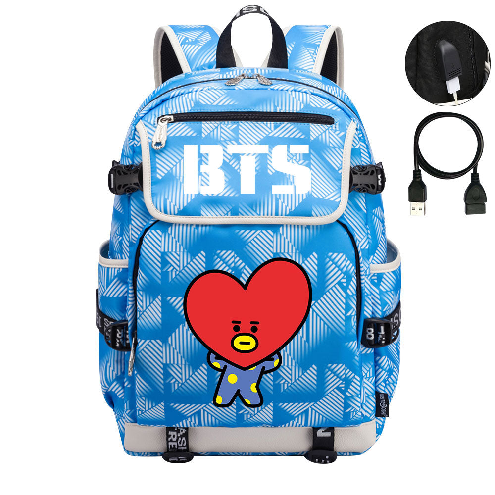 BTS TATA Backpack School Notebook Travel Bags