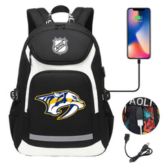 Nashville Predators Hockey League Backpack School Notebook Travel Bags With USB