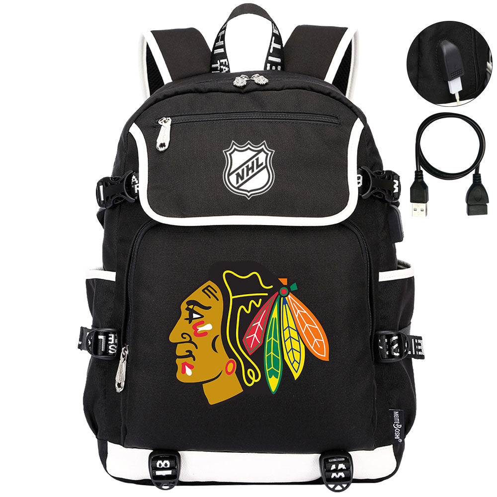 Chicago Blackhawks Hockey League Backpack School Notebook Travel Bag