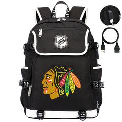 Chicago Blackhawks Hockey League Backpack School Notebook Travel Bag