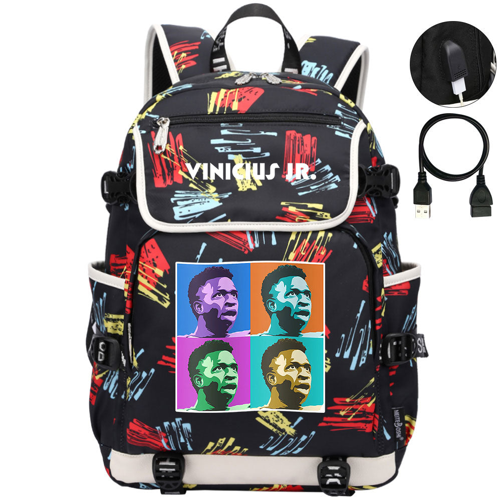 Vinicius Junior FC Backpack School Notebook Travel Bags