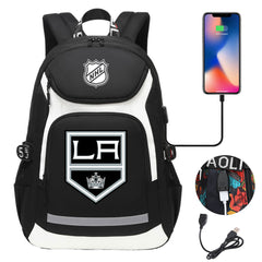 Los Angeles Kings Hockey League Backpack School Notebook Travel Bags With USB