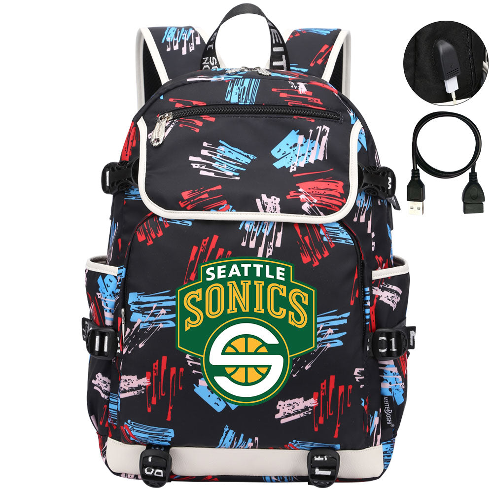 Seattle SuperSonics Backpack School Notebook Travel Bags