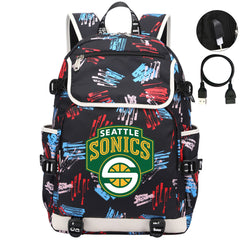 Seattle SuperSonics Backpack School Notebook Travel Bags