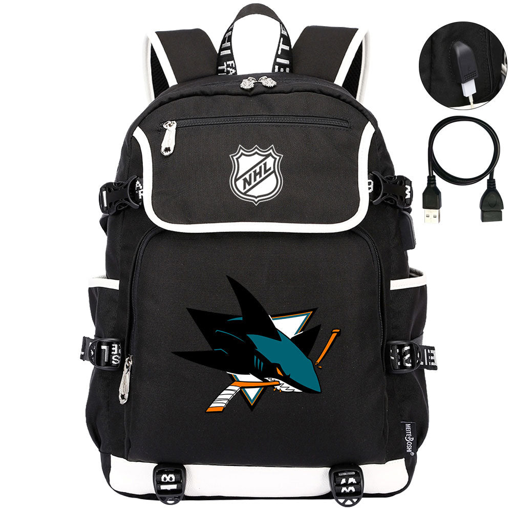 San Jose Sharks Hockey League Backpack School Notebook Travel Bag