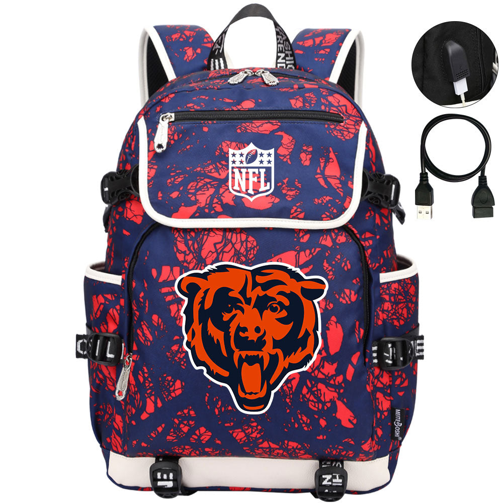Chicago Bears Football Backpack School Notebook Travel Bags