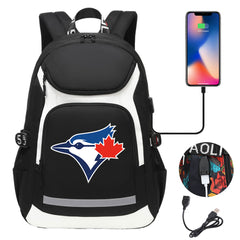 Toronto Blue Jays Backpack School Notebook Travel Bags With USB