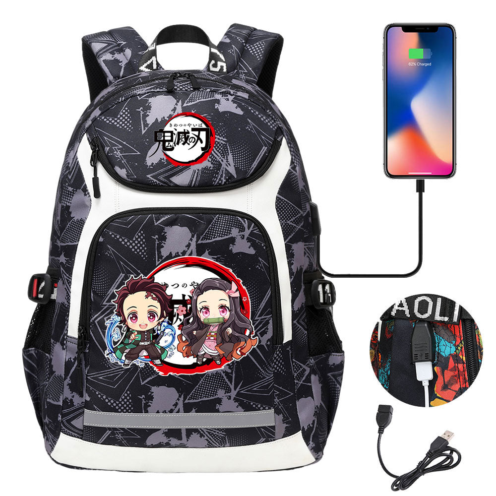 Demon Slayer Kimetsu No Yaiba Backpack School Notebook Travel Bags With USB