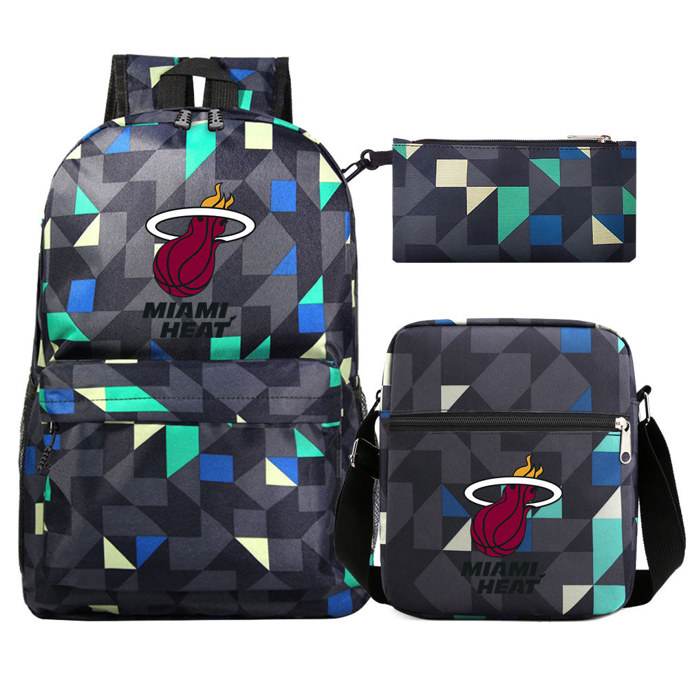 Miami Heat Basketball School Backpack Shoulder Bag Pencil Bags 3pcs Set