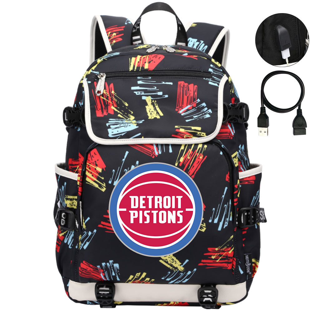 Detroit Pistons Backpack School Notebook Travel Bags