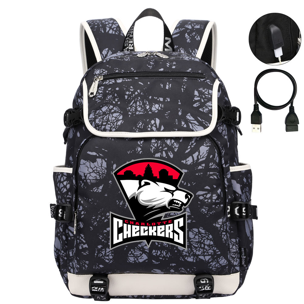 Charlotte Checkers Hockey League Backpack School Notebook Travel Bag