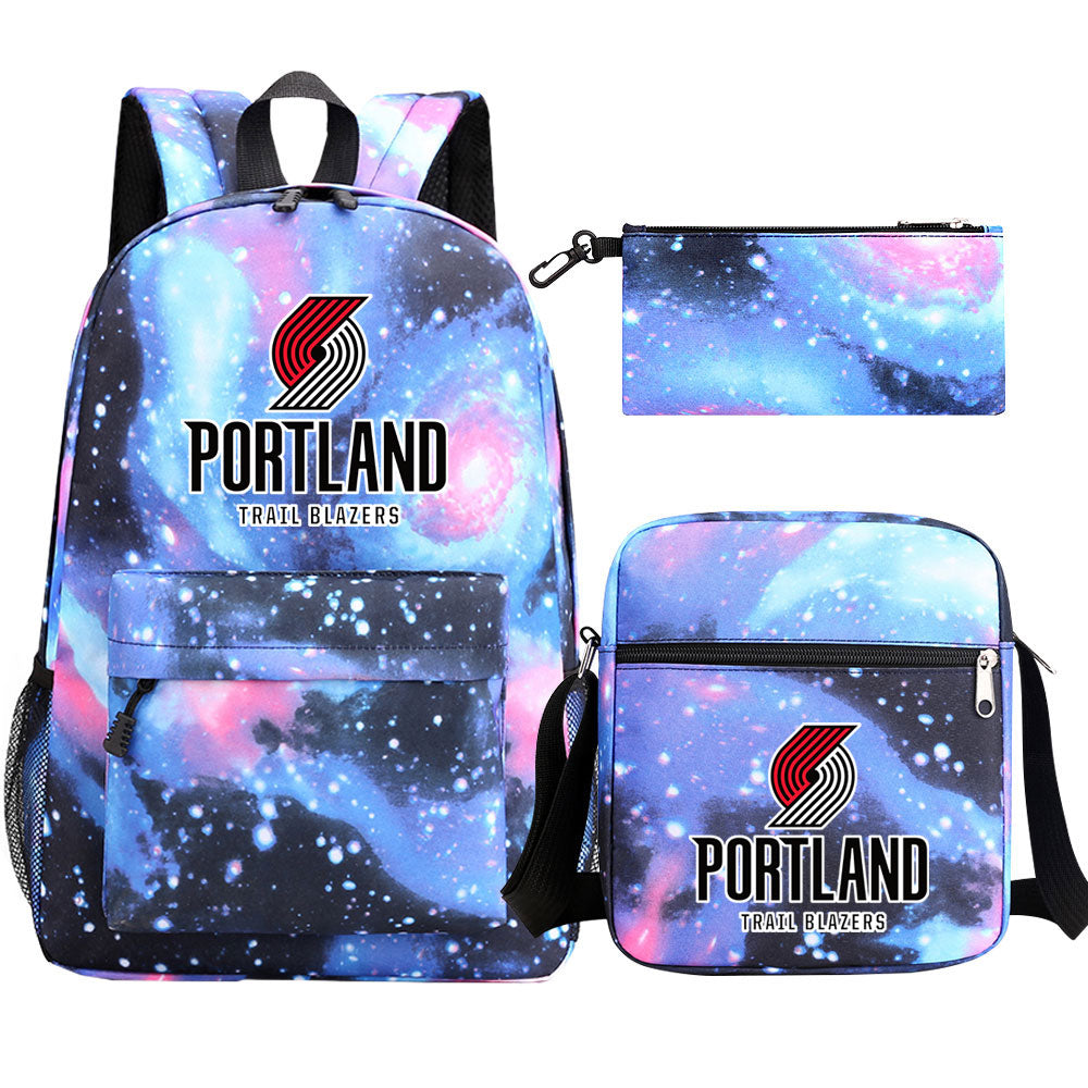 Portland Trail Blazers Basketball School Backpack Shoulder Bag Pencil Bags 3pcs Set