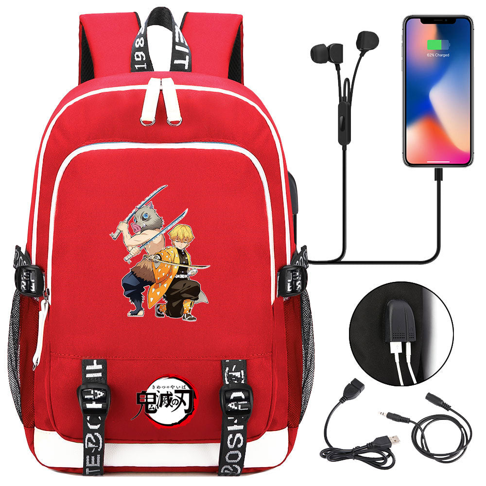 Demon Slayer Kimetsu No Yaiba USB Charging Backpack School Note Book Laptop Travel Bags