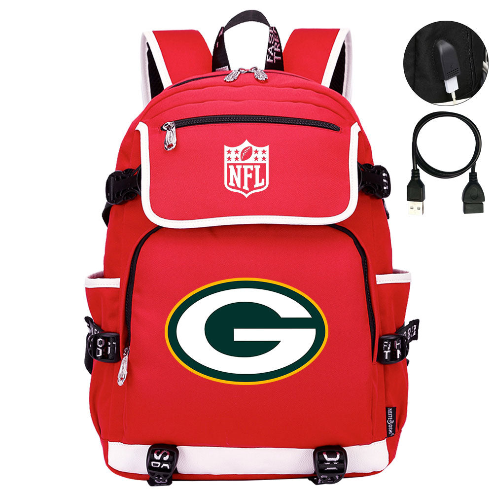 Green Bay Packers Football Team Rugby Backpack School Notebook Travel Bag