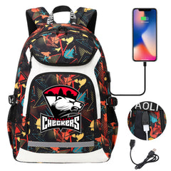 Charlotte Checkers Hockey Backpack School Notebook Travel Bags With USB