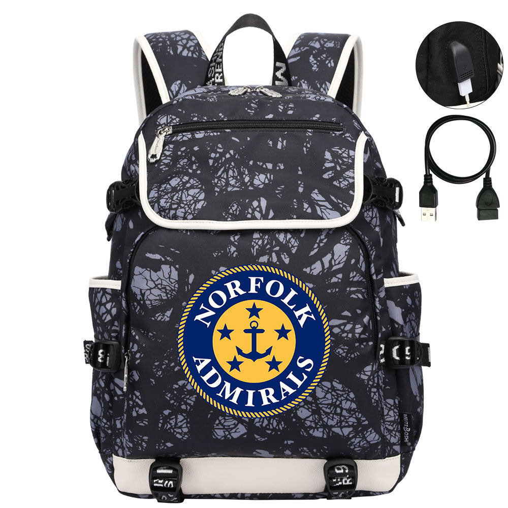 Norfolk Admirals Hockey League Backpack School Notebook Travel Bag
