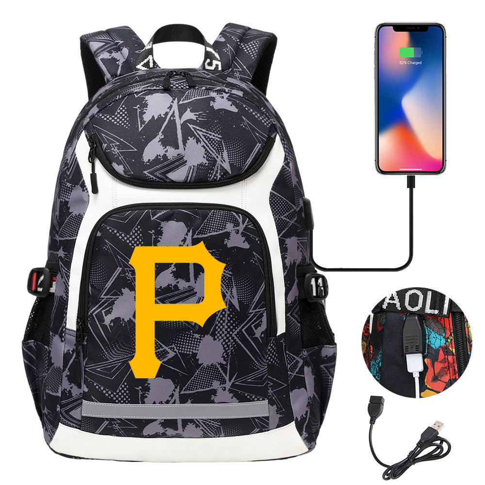 Pittsburgh Pirates Backpack School Notebook Travel Bags With USB