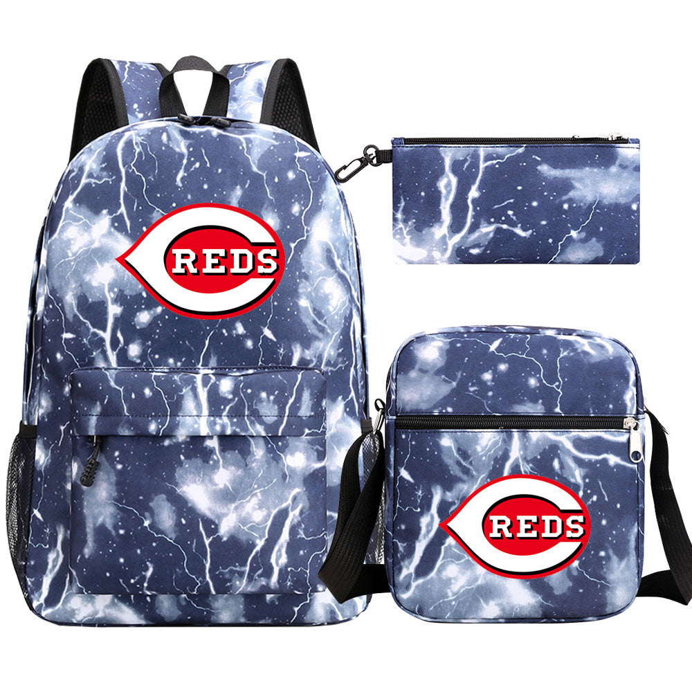 Cincinnati Reds Baseball School Backpack Shoulder Bag Pencil Bags 3pcs Set
