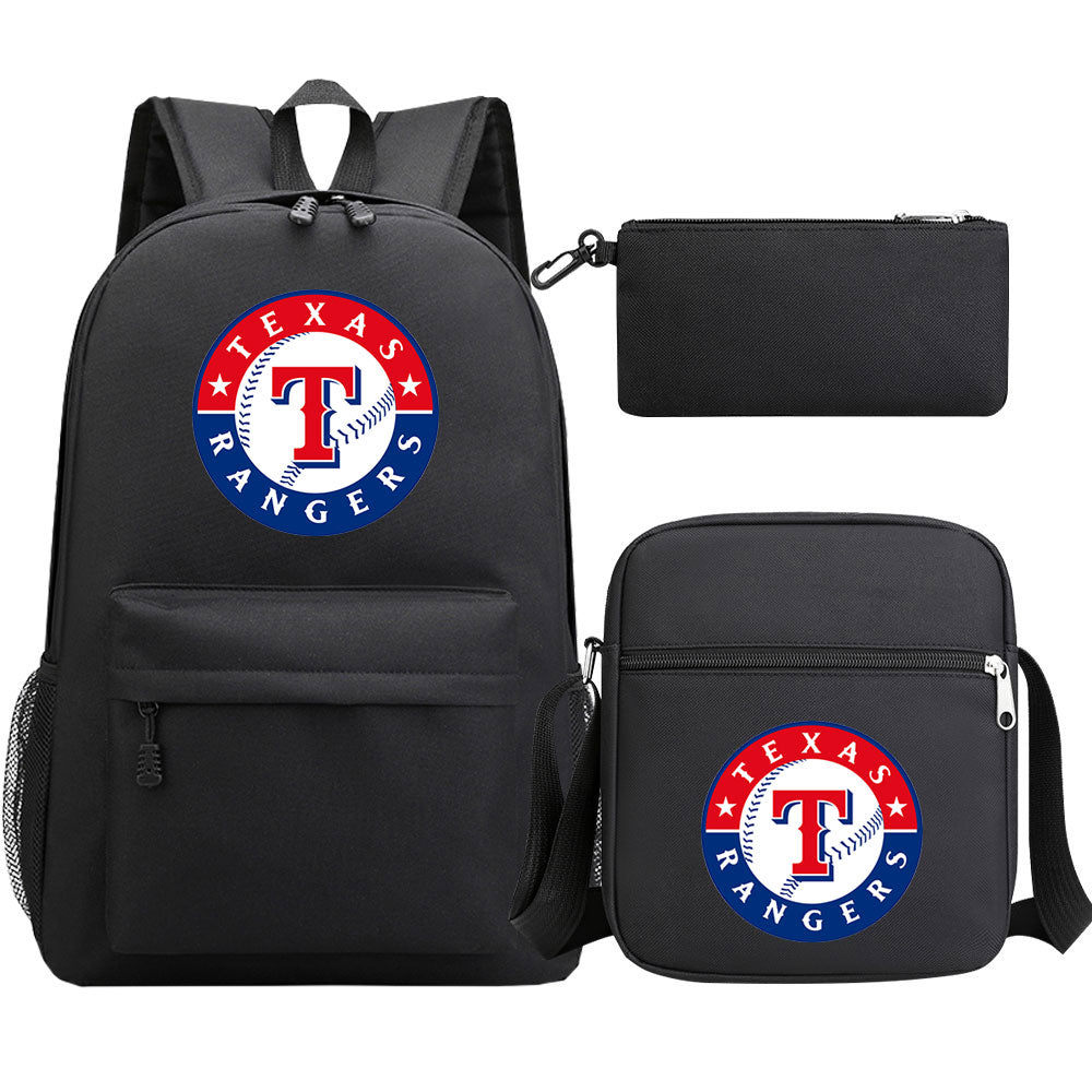 Texas Rangers Baseball School Backpack Shoulder Bag Pencil Bags 3pcs Set