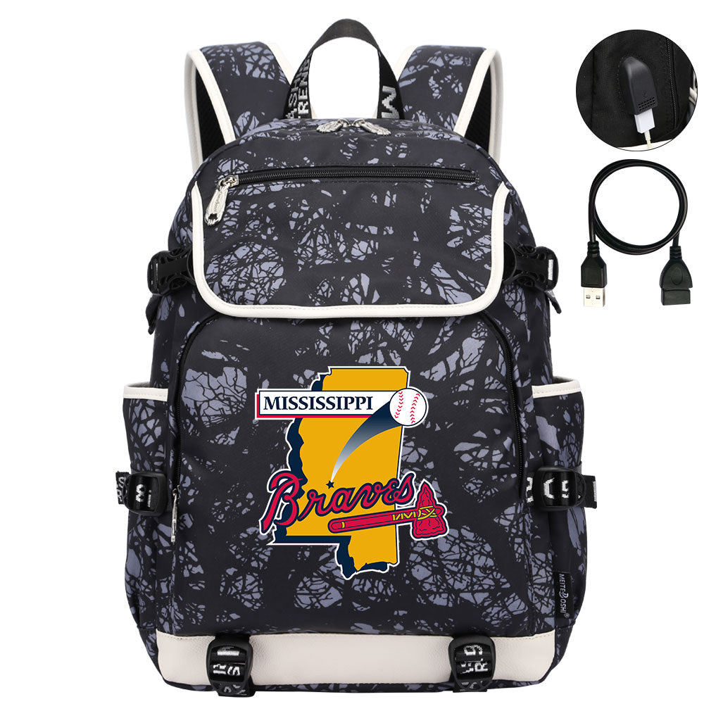 Mississippi Braves Backpack School Notebook Travel Bags