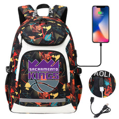 Sacramento Kings Backpack School Notebook Travel Bags With USB