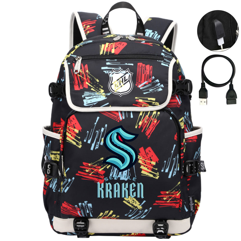 Seattle Kraken Hockey League Backpack School Notebook Travel Bags