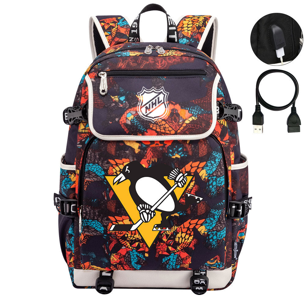 Pittsburgh Penguins Hockey League Backpack School Notebook Travel Bag