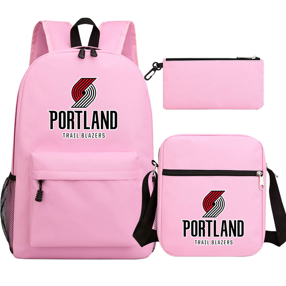 Portland Trail Blazers Basketball School Backpack Shoulder Bag Pencil Bags 3pcs Set