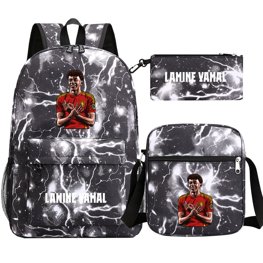 Lamine Yamal Football Player School Backpack Shoulder Bag Pencil Bags 3pcs Set