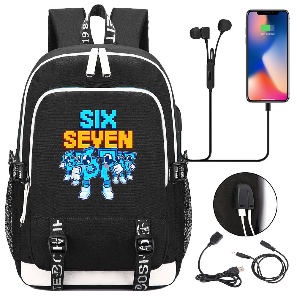 Steal a Brainrot 67 USB Charging Backpack School Note Book Laptop Travel Bags