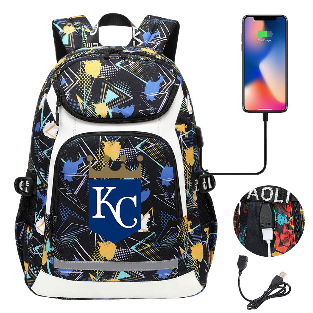 Kansas City Royals Backpack School Notebook Travel Bags With USB