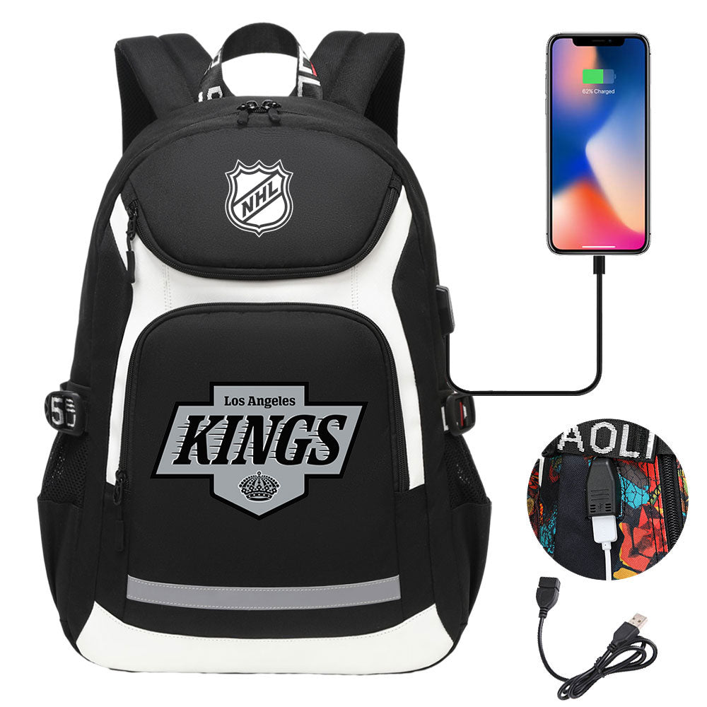 Los Angeles Kings Hockey League Backpack School Notebook Travel Bags With USB