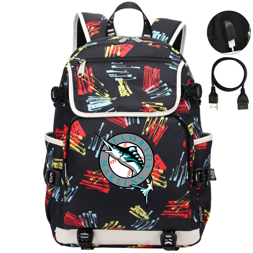 Florida Marlins Backpack School Notebook Travel Bags