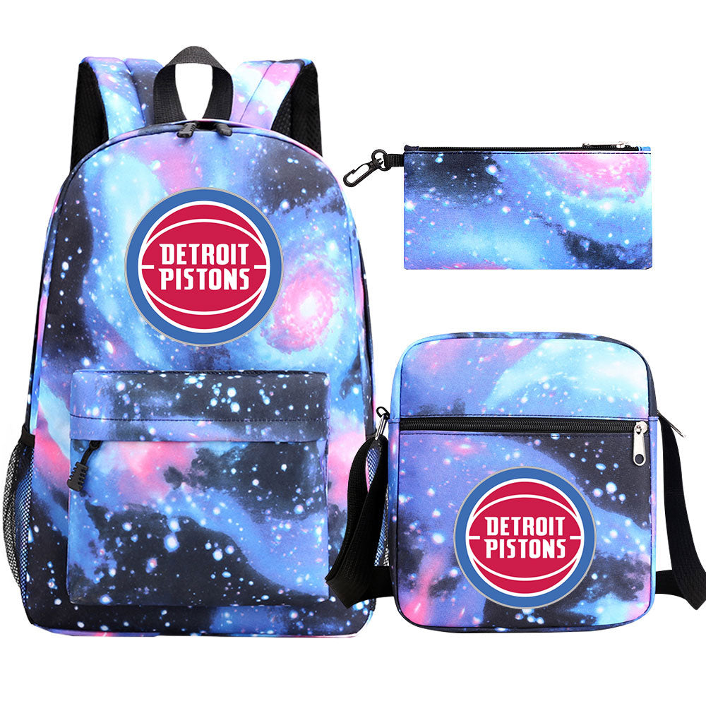 Detroit Pistons Basketball School Backpack Shoulder Bag Pencil Bags 3pcs Set
