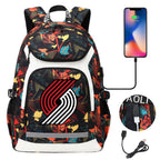 Portland Trail Blazers Backpack School Notebook Travel Bags With USB