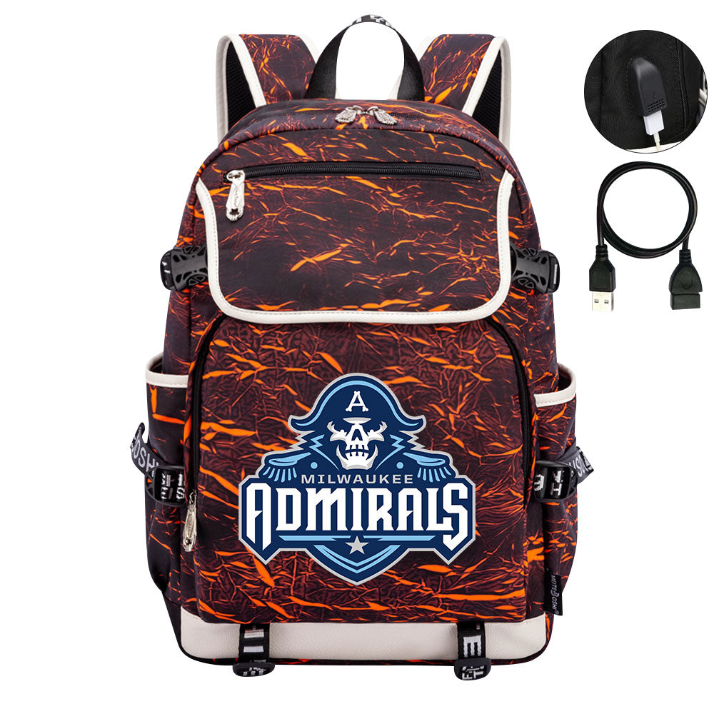 Milwaukee Admirals Hockey League Backpack School Notebook Travel Bag