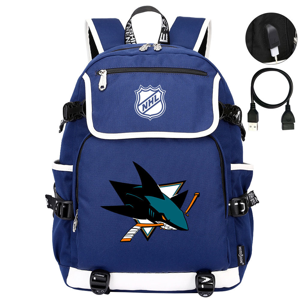San Jose Sharks Hockey League Backpack School Notebook Travel Bag