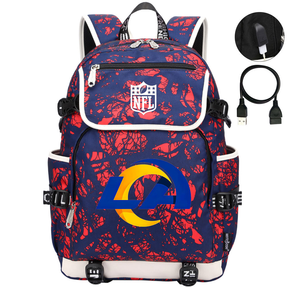 Los Angeles Rams Football Rugby Backpack School Notebook Travel Bags