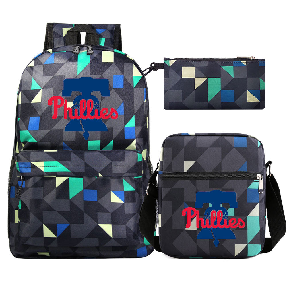 Philadelphia Phillies Baseball School Backpack Shoulder Bag Pencil Bags 3pcs Set