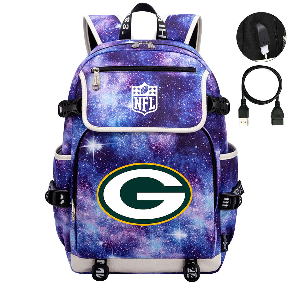 Green Bay Packers Football Team Rugby Backpack School Notebook Travel Bag